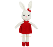 Amigurumi Kırmızı Elbiseli Sevimli Tavşan (40 Cm) Peluş Oyuncak