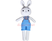 Amigurumi - Mavi Tulumlu Tavşan Oyuncak Bebekler