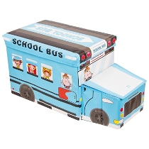 Arabalı Oyuncak Saklama Kutusu School Bus Mavi