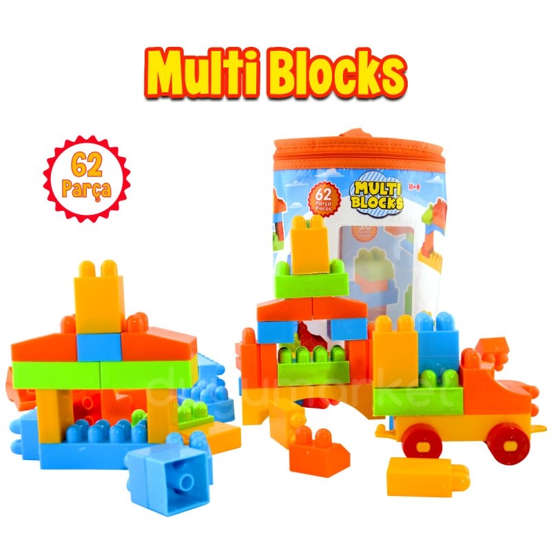 Dede - Multi Blocks 62 Parça Yapı Blokları Seti Eğitici Öğretici Oyuncak