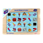 Ahşap Eğitici Eşleştirme Hafıza Oyunu - Okul Eşyaları (264) Puzzle ve Yapbozlar