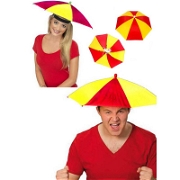 Kafaya Takılan Şapka Şemsiye - Sarı Kırmızı 