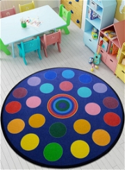 Circles Koyu Mavi Yuvarlak Çocuk Halısı - 200 Cm Çocuk ve Bebek Halıları