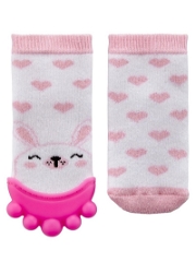 Diş Kaşıyıcılı Havlu Bebek Çorap Pembe - 3-12 Ay Araç ve Gereçler
