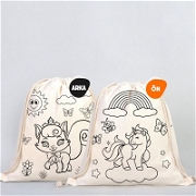 Boyanabilir Unicorn Kedi Büzgülü Bez Çanta - Kalemli Çanta ve Bavullar