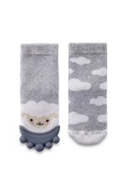 Diş Kaşıyıcılı Havlu Bebek Çorap Gri - 3-12 Ay
