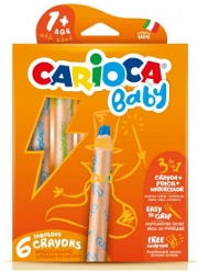 Carioca 3 İn 1 Jumbo Bebek Ahşap Gövdeli Boya Kalemi 6'lı Boyalar ve Resim Malzemeleri
