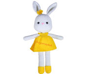 Amigurumi - Sarı Elbiseli Şirin Tavşan Peluş Oyuncak