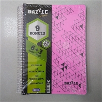 Dazzle 9 Konulu 270 Yaprak (6 Kareli + 3 Çizgili) Defter