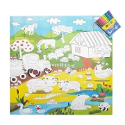 Boyama Halı Seti 70x70 - Çiftlik Dünyası Çocuk ve Bebek Halıları