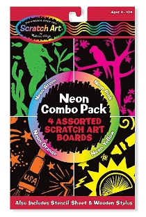 Melissa&Doug Kazıma Sanatı - Renkleri Ortaya Çıkar - Neon Kombo Paket