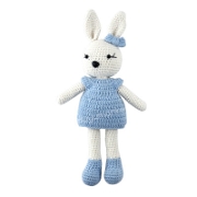 Amigurumi Mavi Elbiseli Şirin Tavşan ( 26 Cm ) Peluş Oyuncak