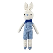 Amigurumi Mavi Tulumlu Sevimli Tavşan ( 29 Cm ) Peluş Oyuncak