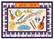 Müzik Temalı Anaokulu Halısı 133x190 Bej Oyun Halıları