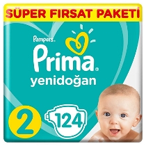 Prima Bebek Bezi Aktif Bebek - 2 Beden Maxi Süper Fırsat 124 Adet