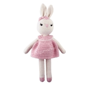 Amigurumi Pembe Elbiseli Şirin Tavşan ( 29 Cm ) Peluş Oyuncak