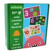 Sevimli Canavarlarla Sayıları Öğreniyorum! Puzzle Seti 24+ Ay Bebek Kitapları ve Eğitim Kartları