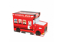 Arabalı Oyuncak Saklama Kutusu School Bus Kırmızı