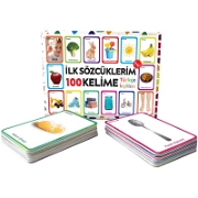 İlk Sözcüklerim - Türkçe İngilizce 100 Kelime - 12+ Ay Bebek Kitapları ve Eğitim Kartları